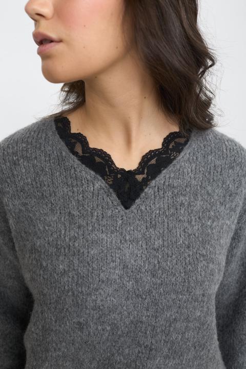 Maglia scollo V pizzo grigio m. - Autunno - Inverno 2025 | Brend