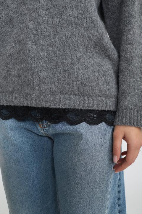 Maglia scollo V pizzo grigio m. - Autunno - Inverno 2025 | Brend