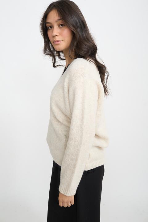 Maglia scollo V pizzo panna - Autunno - Inverno 2025 | Brend