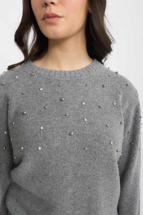 Maglia borchie e strass grigio - Autunno - Inverno 2025 | Brend