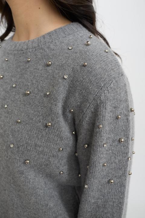 Maglia borchie e strass grigio - Autunno - Inverno 2025 | Brend