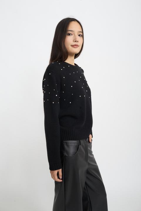 Maglia borchie e strass nero - Autunno - Inverno 2025 | Brend
