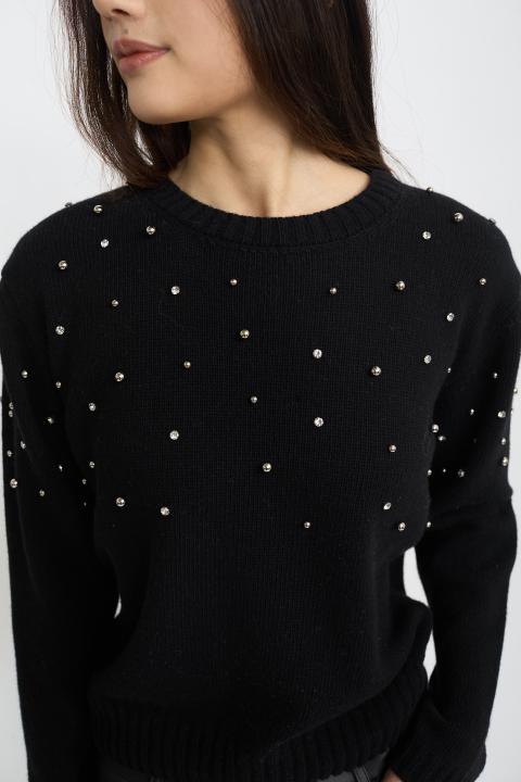 Maglia borchie e strass nero - Autunno - Inverno 2025 | Brend