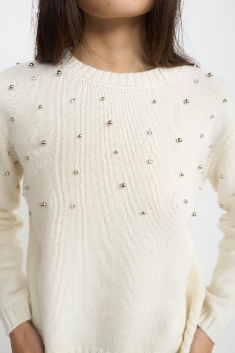 Maglia borchie e strass panna - Autunno - Inverno 2025 | Brend