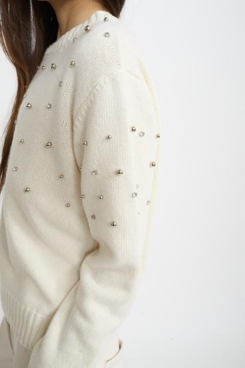 Maglia borchie e strass panna - Autunno - Inverno 2025 | Brend