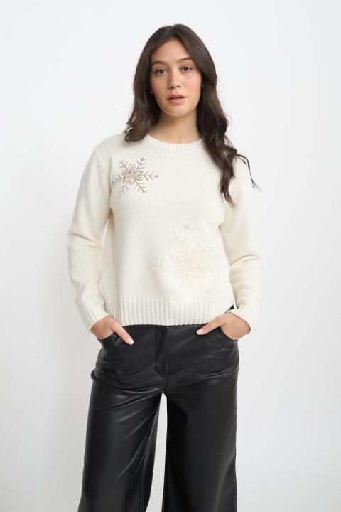 Maglia 2 snowflakes panna - Autunno - Inverno 2025 | Brend
