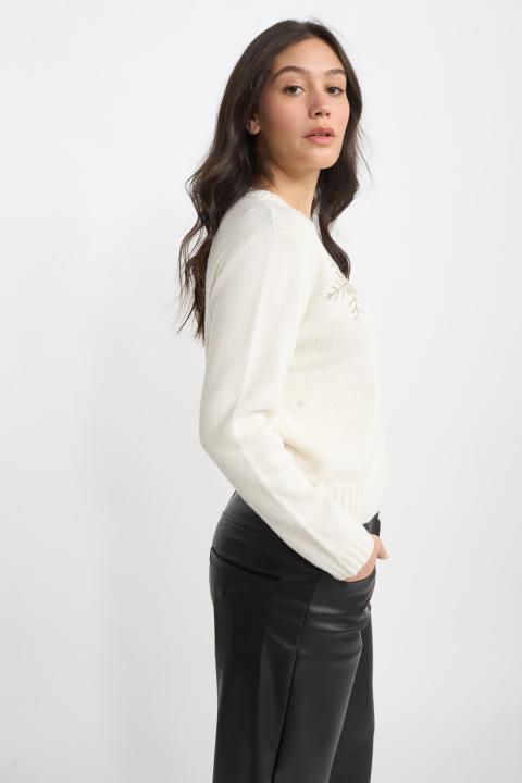 Maglia 2 snowflakes panna - Autunno - Inverno 2025 | Brend