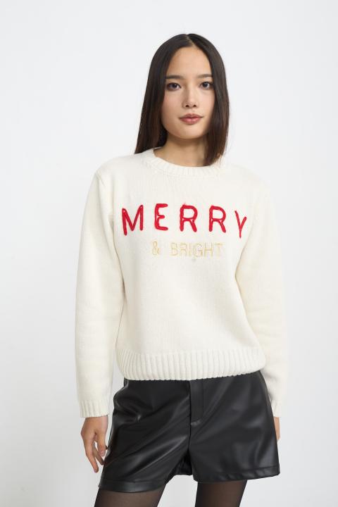Maglia ricamo Merry panna/rosso - Autunno - Inverno 2025 | Brend