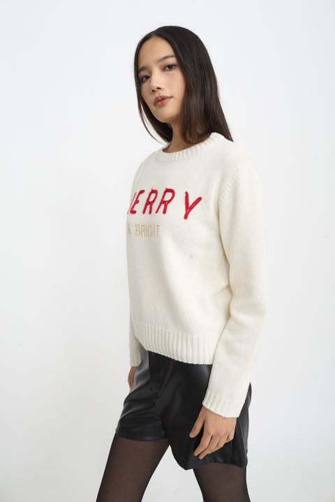 Maglia ricamo Merry panna/rosso - Autunno - Inverno 2025 | Brend