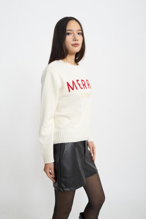 Maglia ricamo Merry panna/rosso - Autunno - Inverno 2025 | Brend