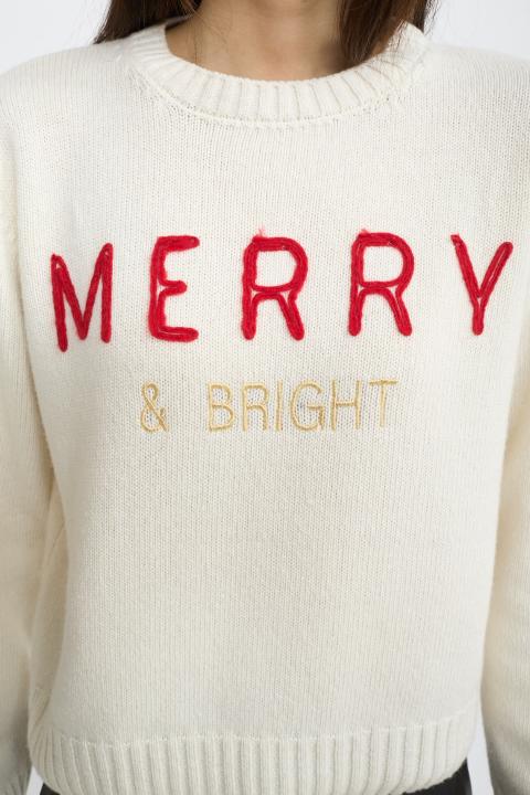 Maglia ricamo Merry panna/rosso - Autunno - Inverno 2025 | Brend