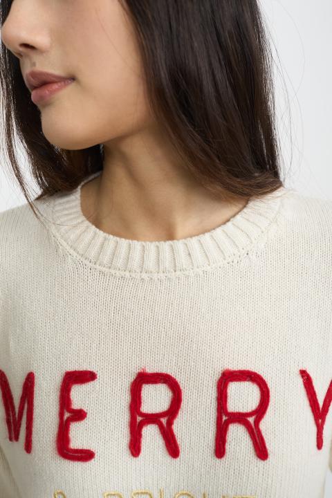Maglia ricamo Merry panna/rosso - Autunno - Inverno 2025 | Brend