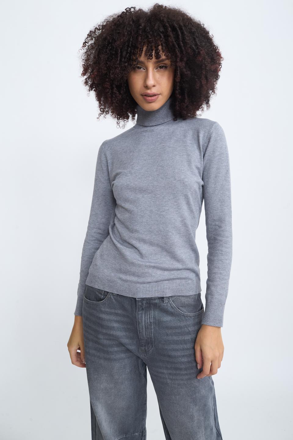 Maglia collo alto grigio melange - Autunno - Inverno 2025 | Brend