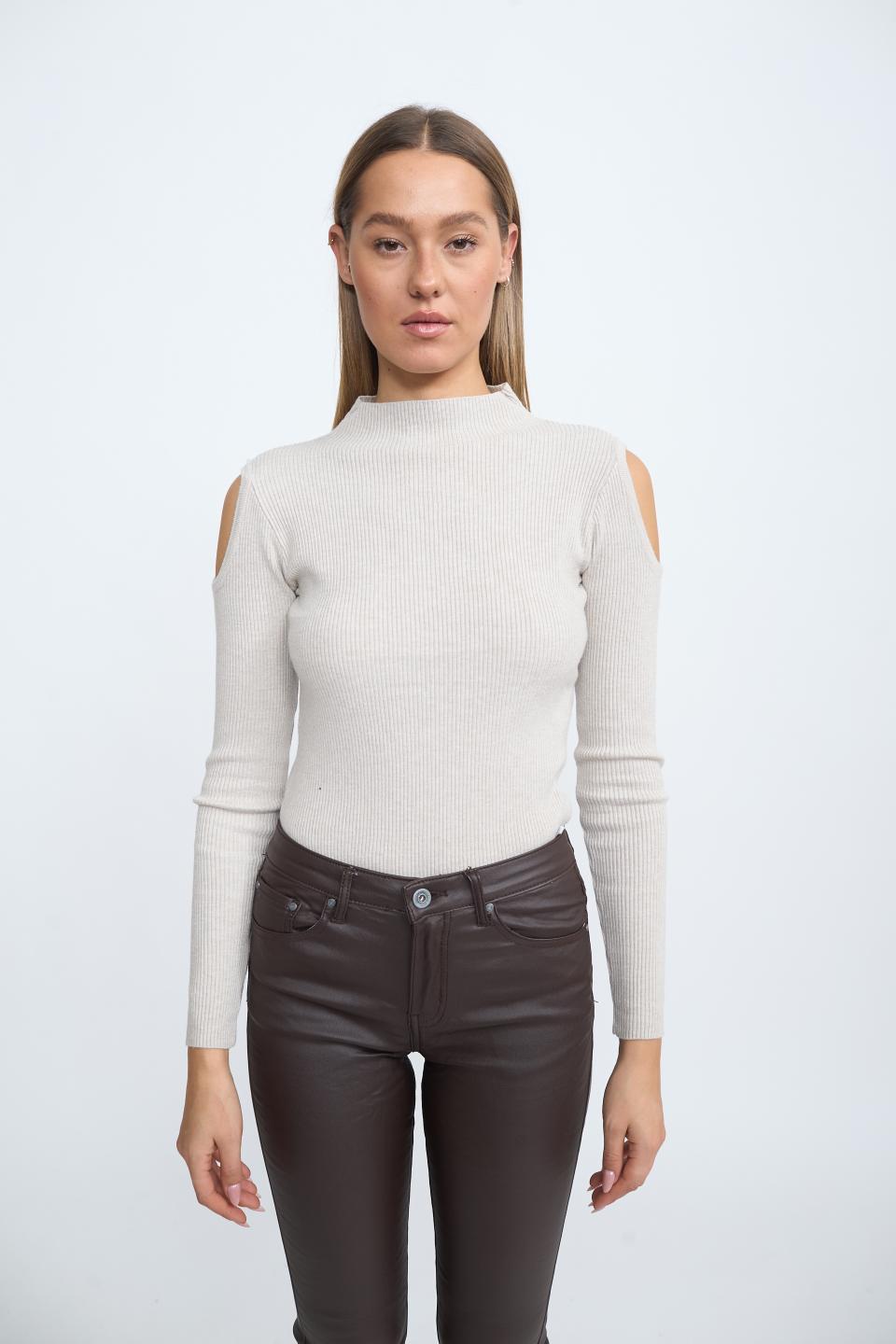 Maglia costine cut-out beige - Autunno - Inverno 2025 | Brend