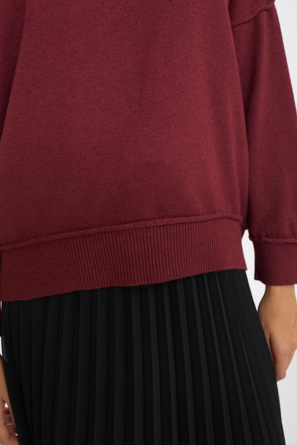 Maglia girocollo con rilievi burgundy - Autunno - Inverno 2026 | Brend