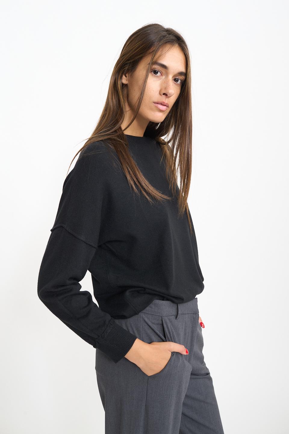 Maglia girocollo con rilievi nero - Autunno - Inverno 2026 | Brend
