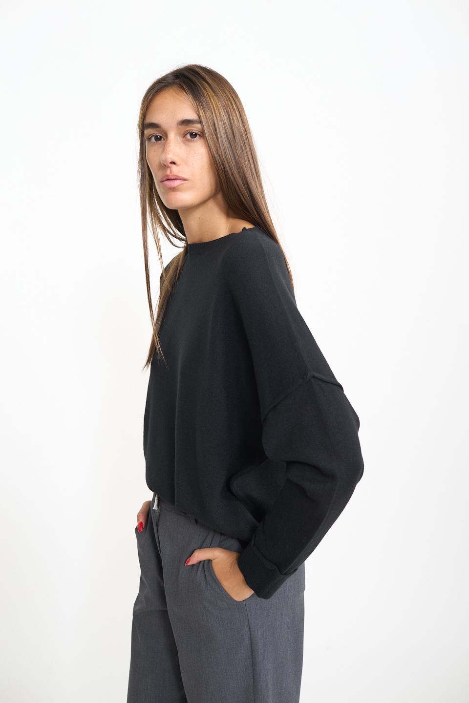 Maglia girocollo con rilievi nero - Autunno - Inverno 2026 | Brend