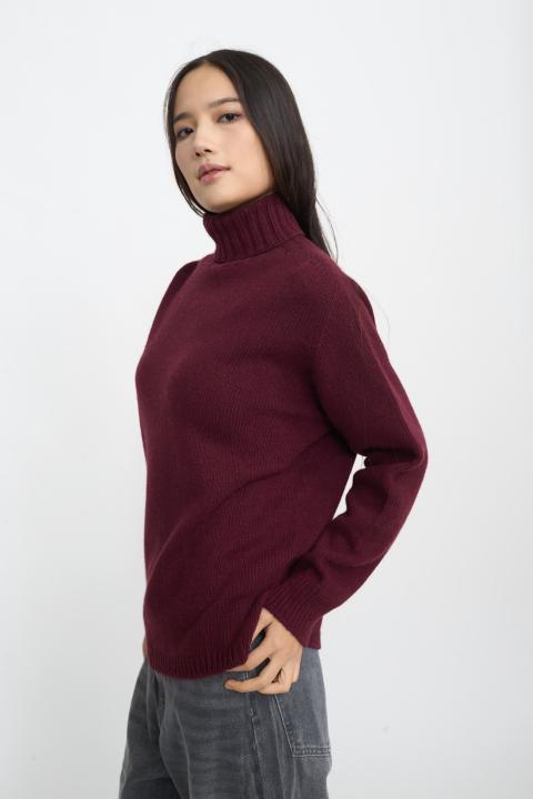 Maglia collo alto costine burgundy - Autunno - Inverno 2025 | Brend