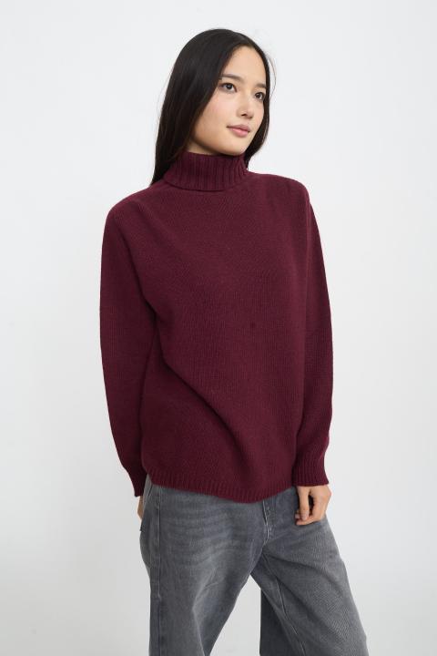 Maglia collo alto costine burgundy - Autunno - Inverno 2025 | Brend