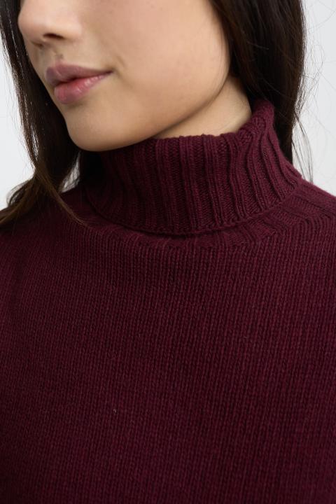 Maglia collo alto costine burgundy - Autunno - Inverno 2025 | Brend