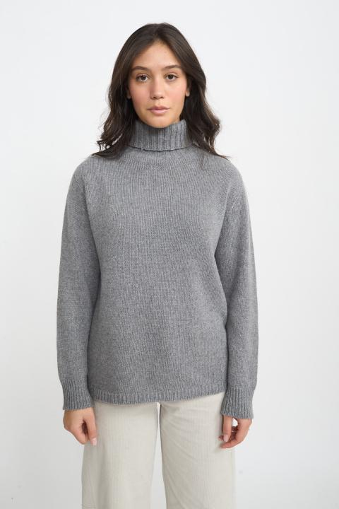 Maglia collo alto costine grigio - Autunno - Inverno 2025 | Brend