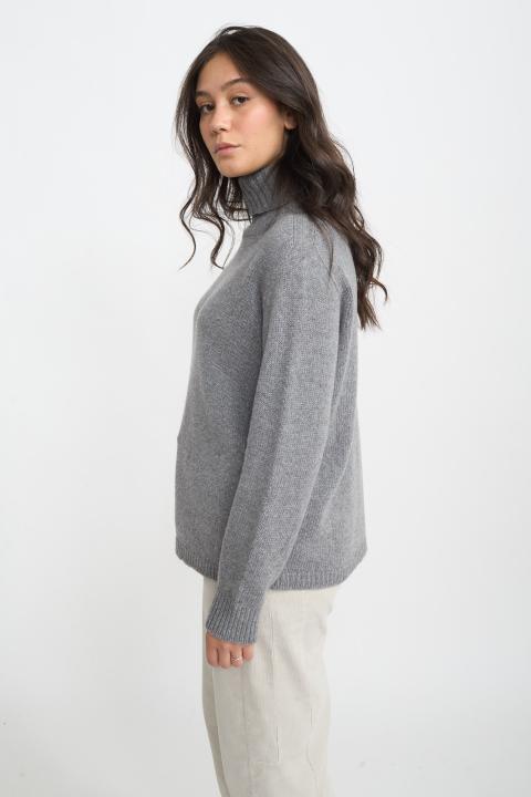 Maglia collo alto costine grigio - Autunno - Inverno 2025 | Brend