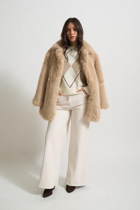 Maglia girocollo rombi panna - Autunno - Inverno 2025 | Brend