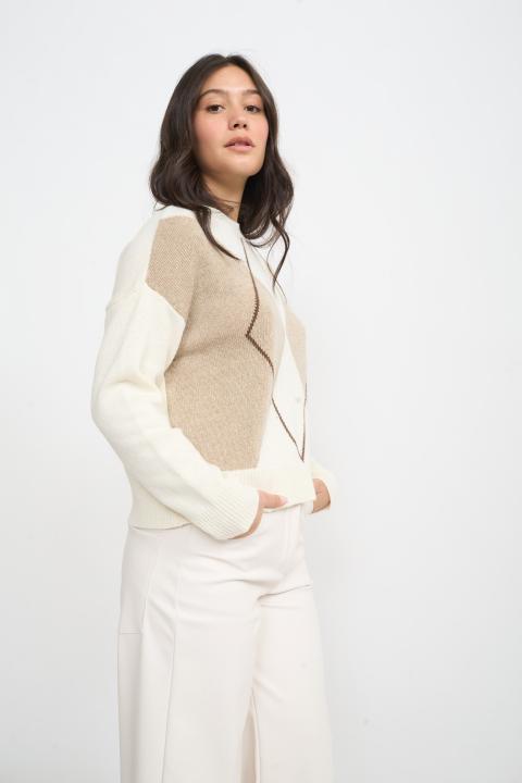 Maglia girocollo rombi panna - Autunno - Inverno 2025 | Brend