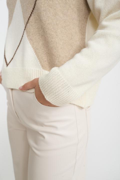 Maglia girocollo rombi panna - Autunno - Inverno 2025 | Brend