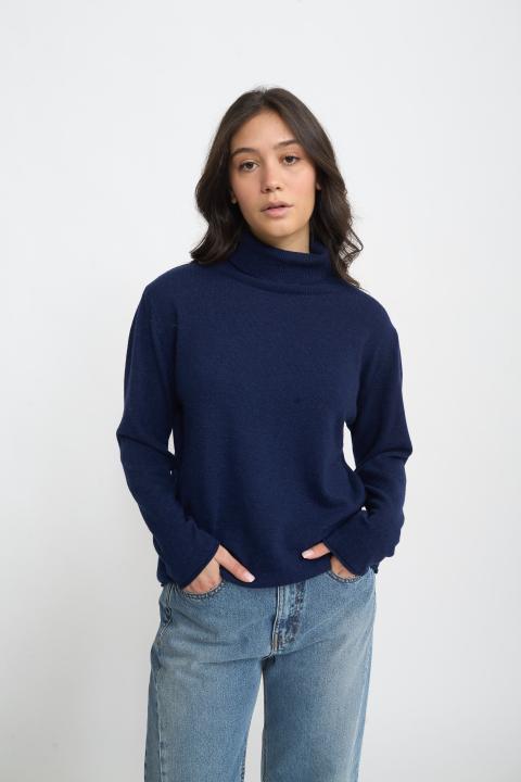 Maglia collo alto lana blu - Autunno - Inverno 2025 | Brend