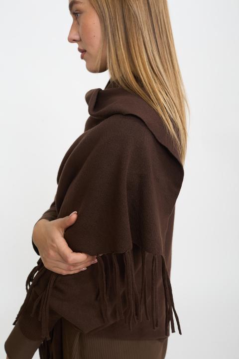 Mantella aperta frange cioccolato - Autunno - Inverno 2025 | Brend