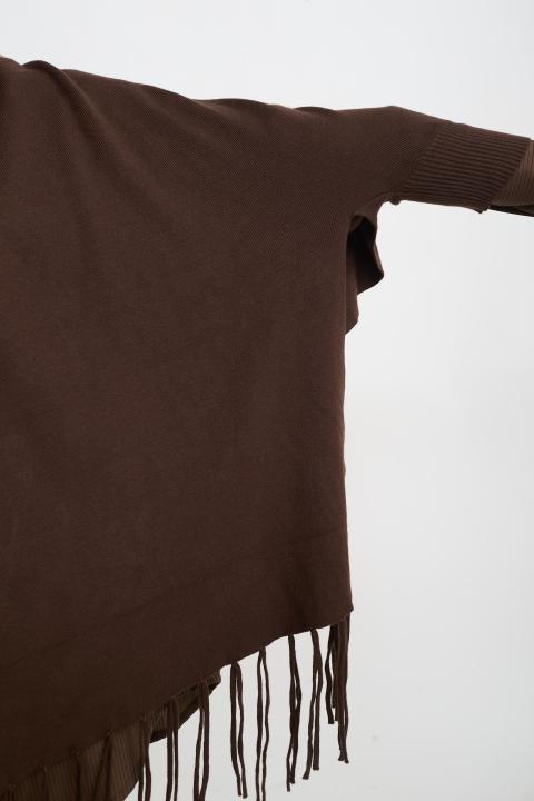 Mantella aperta frange cioccolato - Autunno - Inverno 2025 | Brend