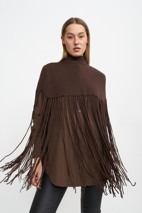 Mantella frange cioccolato - Autunno - Inverno 2025 | Brend