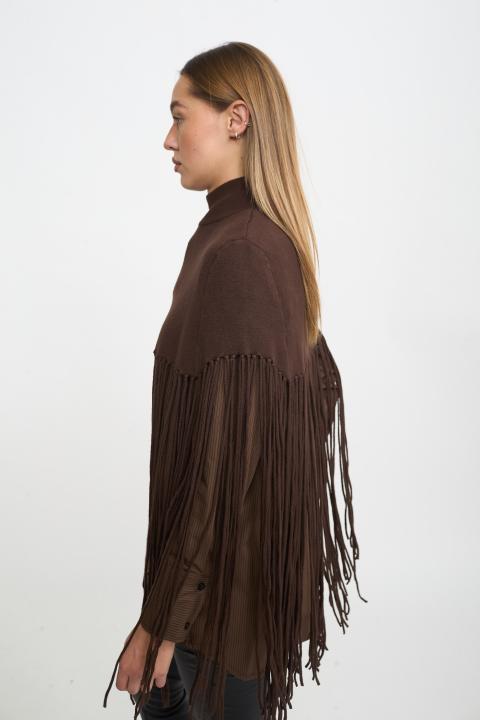 Mantella frange cioccolato - Autunno - Inverno 2025 | Brend