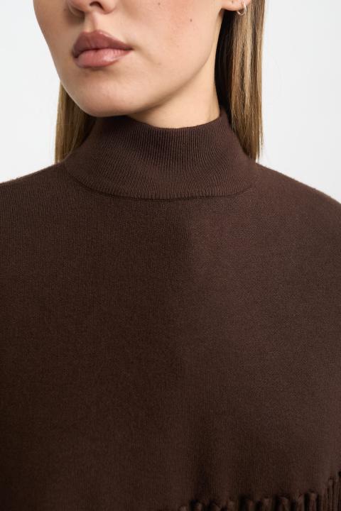 Mantella frange cioccolato - Autunno - Inverno 2025 | Brend