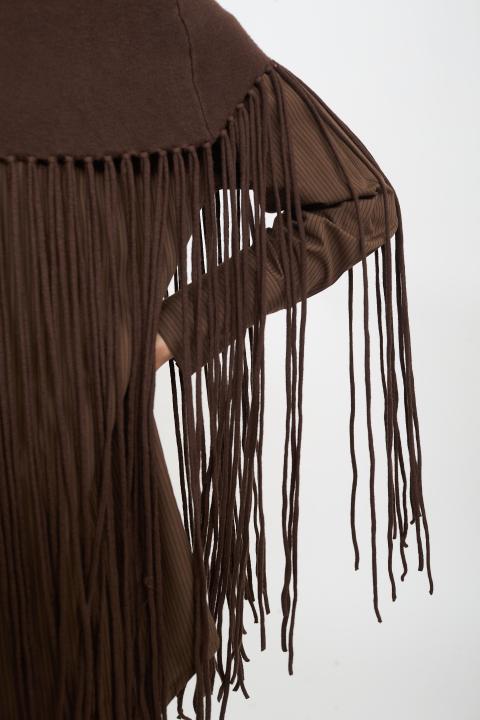 Mantella frange cioccolato - Autunno - Inverno 2025 | Brend