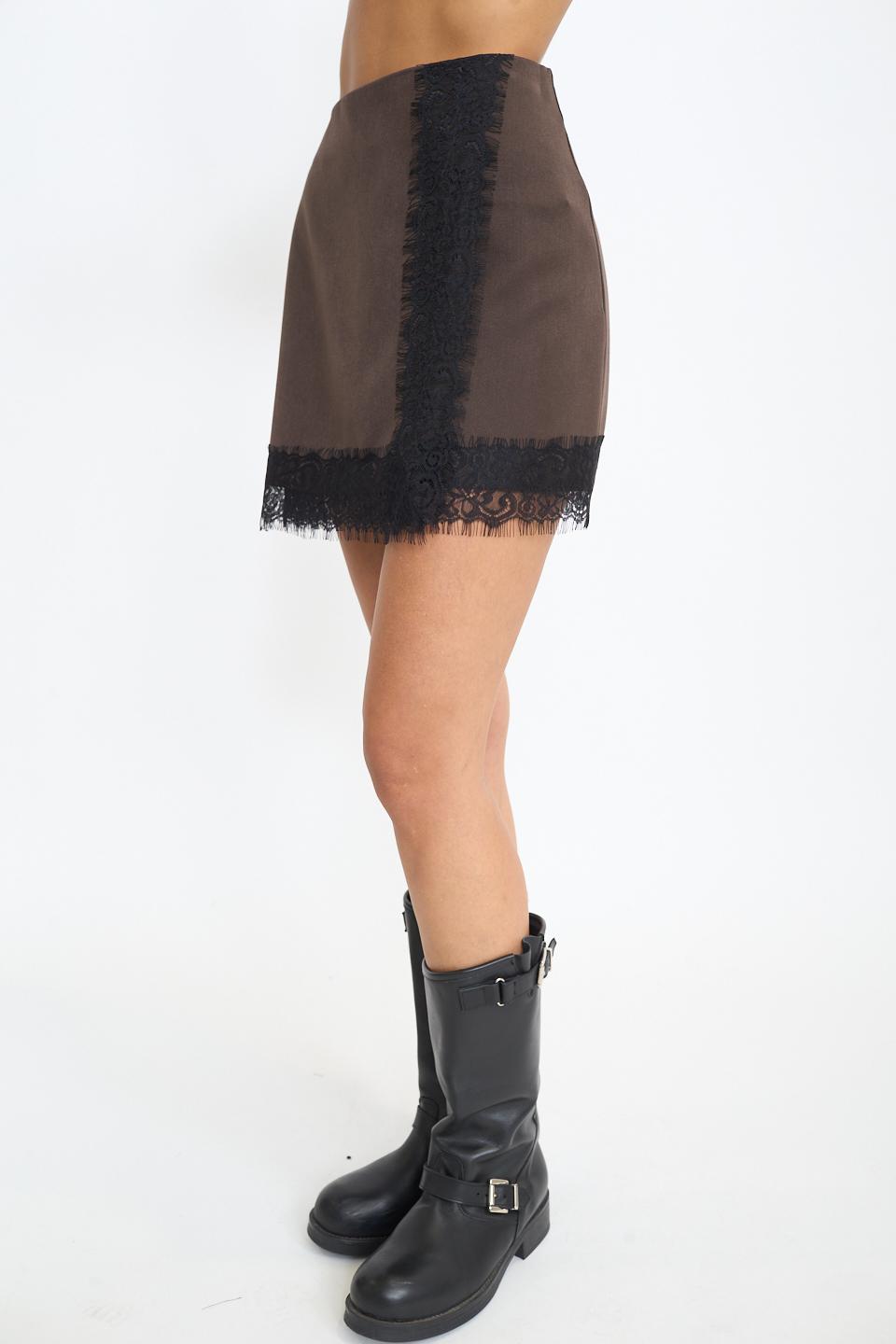 Minigonna portafoglio pizzo moro - Autunno - Inverno 2025 | Brend