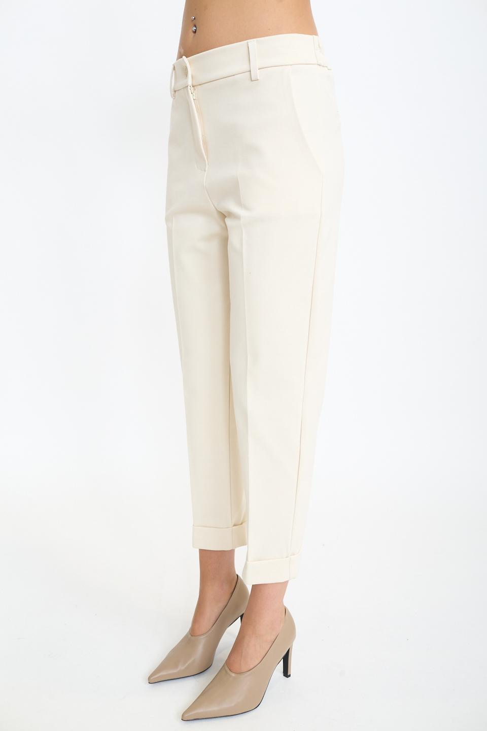 Pantalone risvolto punto Milano gesso - Autunno - Inverno 2025 | Brend