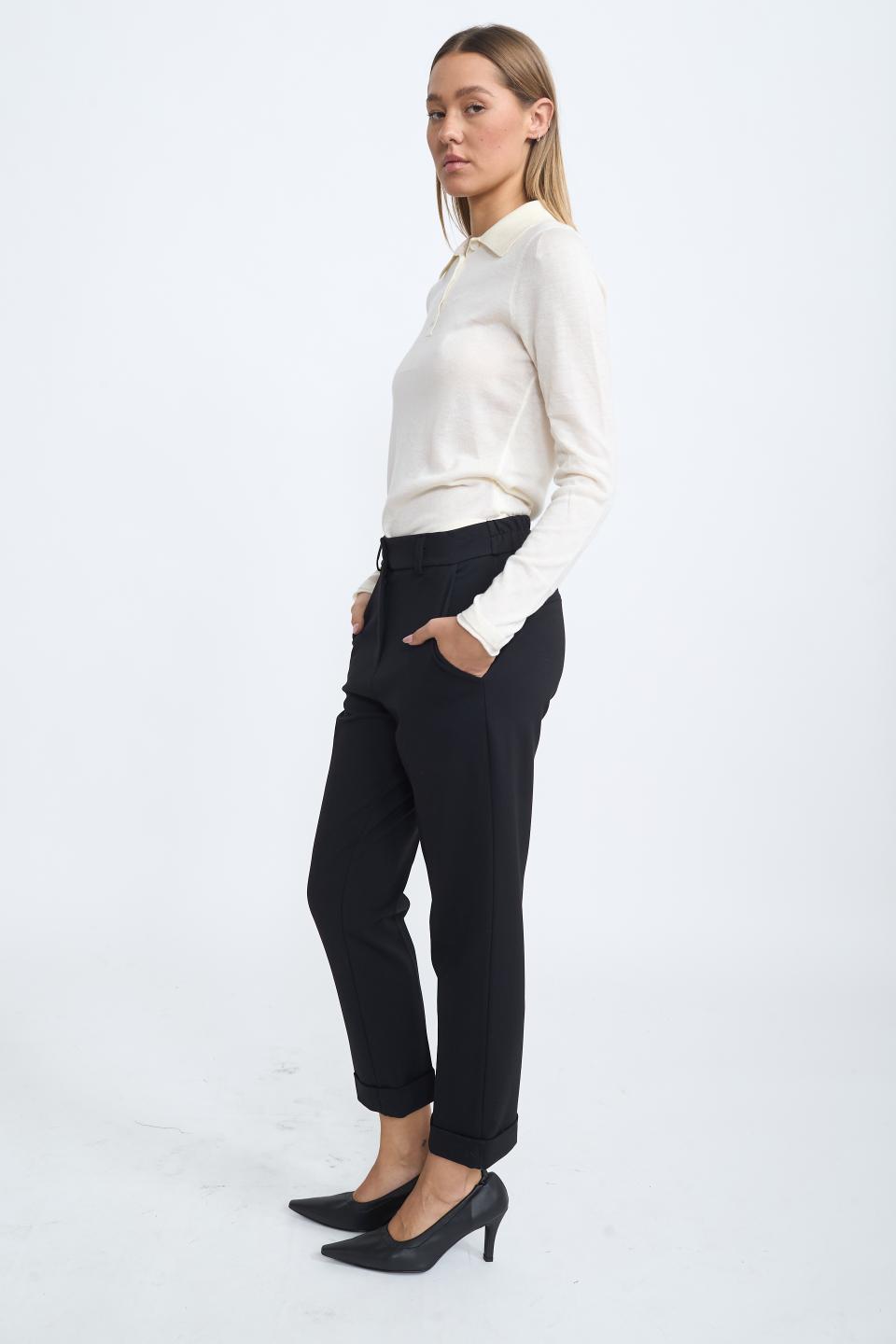 Pantalone risvolto punto Milano nero - Autunno - Inverno 2025 | Brend