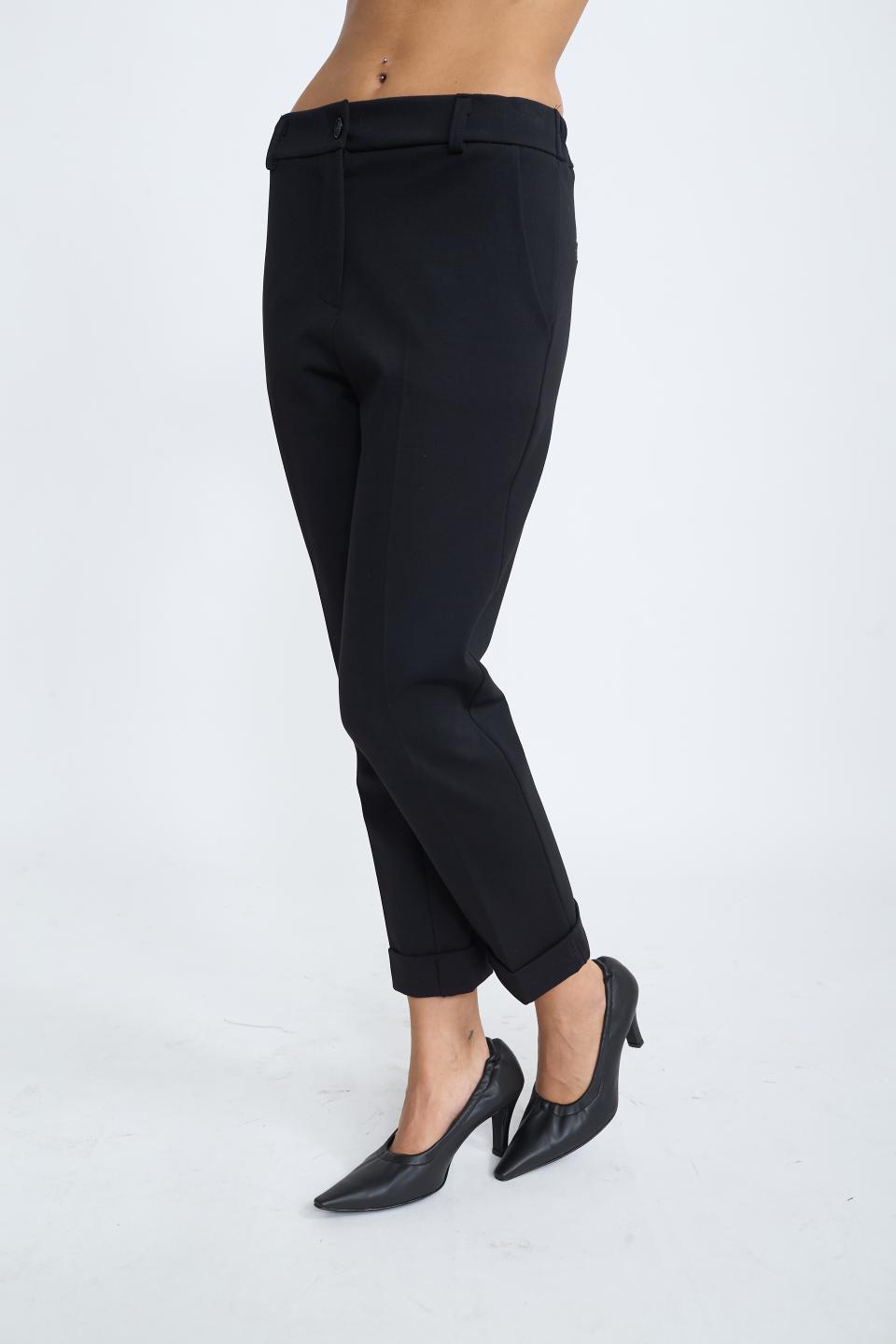 Pantalone risvolto punto Milano nero - Autunno - Inverno 2025 | Brend