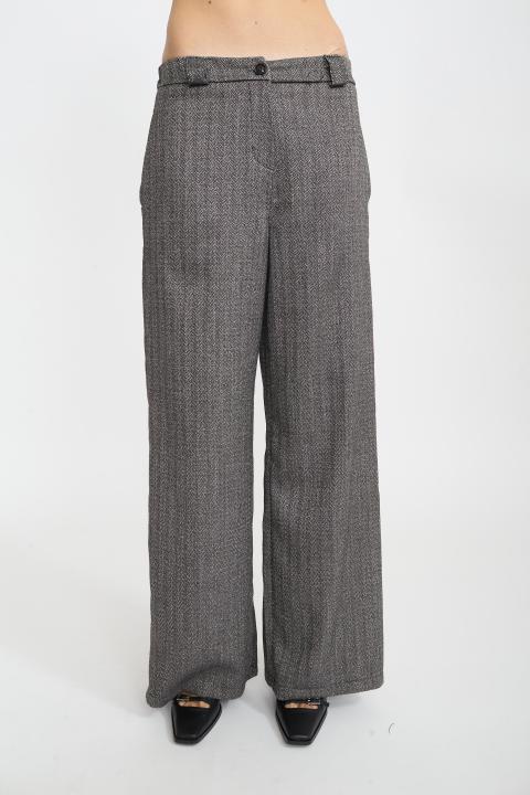 Pantalone palazzo spigato nero - Autunno - Inverno 2025 | Brend