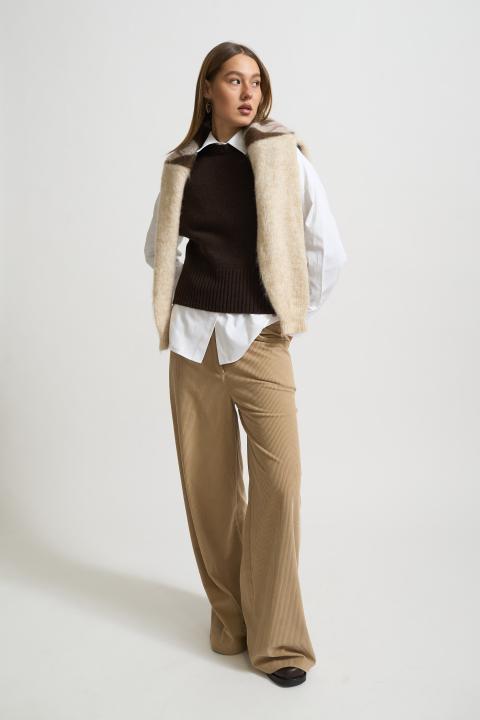 Pantalone palazzo velluto beige - Autunno - Inverno 2025 | Brend