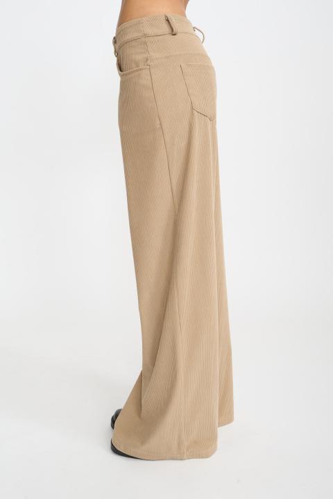 Pantalone palazzo velluto beige - Autunno - Inverno 2025 | Brend