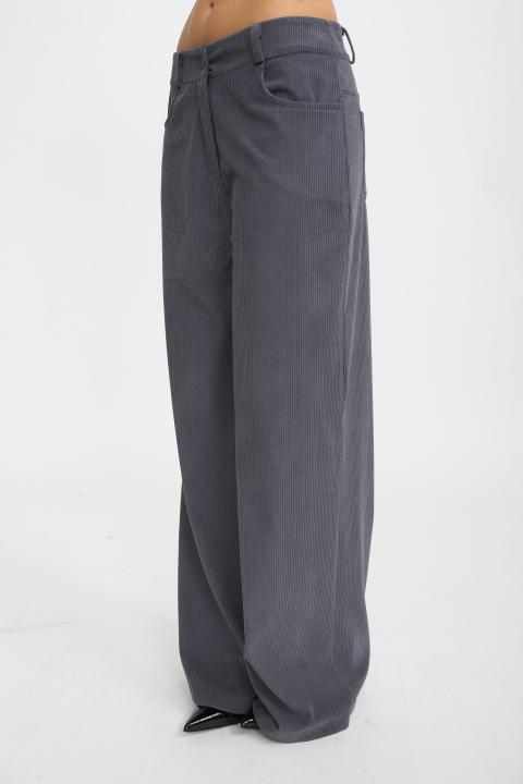 Pantalone palazzo velluto grigio - Autunno - Inverno 2025 | Brend