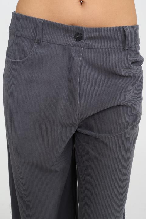 Pantalone palazzo velluto grigio - Autunno - Inverno 2025 | Brend