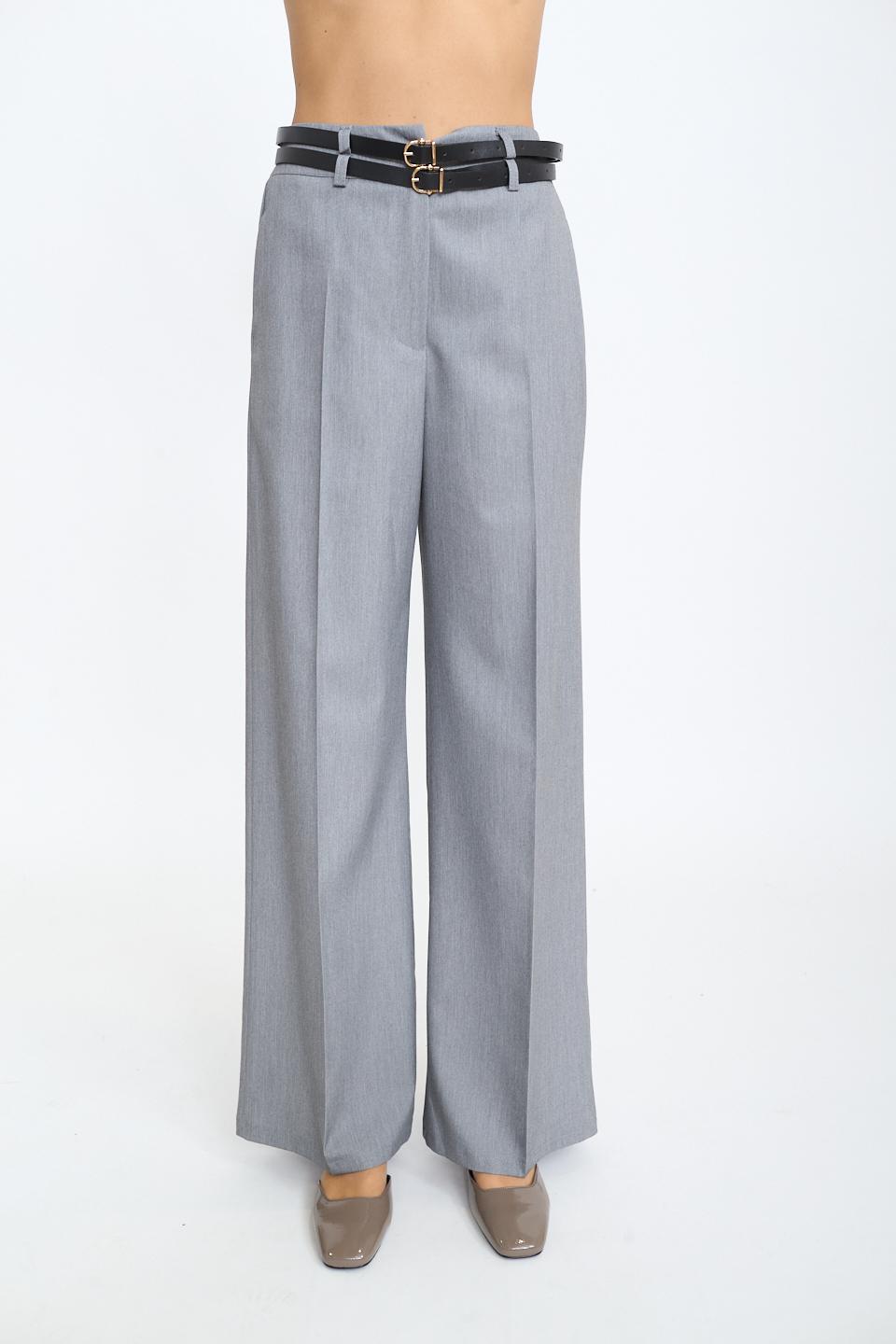 Pantalone palazzo doppia cintura grigio - Autunno - Inverno 2025 | Brend