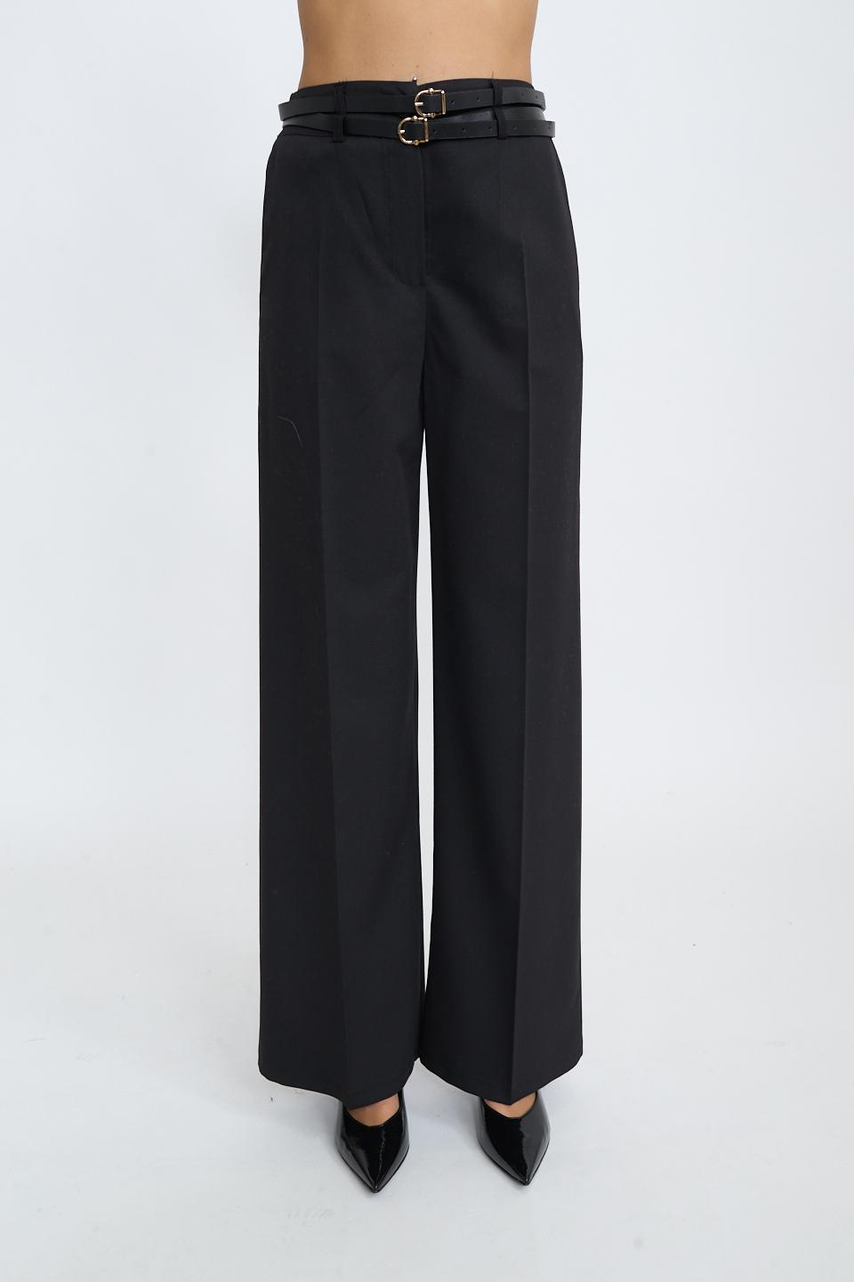 Pantalone palazzo doppia cintura nero - Autunno - Inverno 2025 | Brend