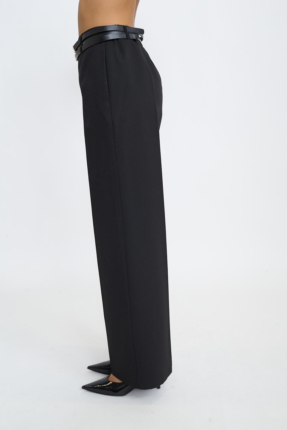 Pantalone palazzo doppia cintura nero - Autunno - Inverno 2025 | Brend
