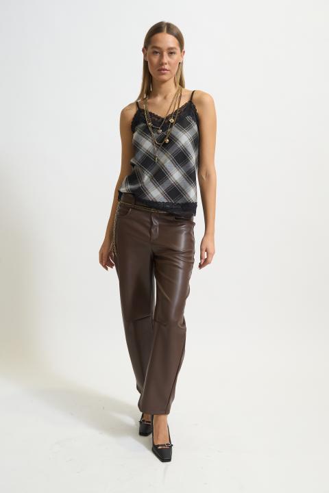 Pantalone barrel effetto pelle moro - Autunno - Inverno 2025 | Brend
