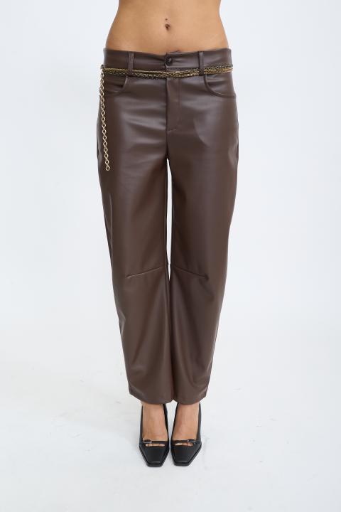 Pantalone barrel effetto pelle moro - Autunno - Inverno 2025 | Brend